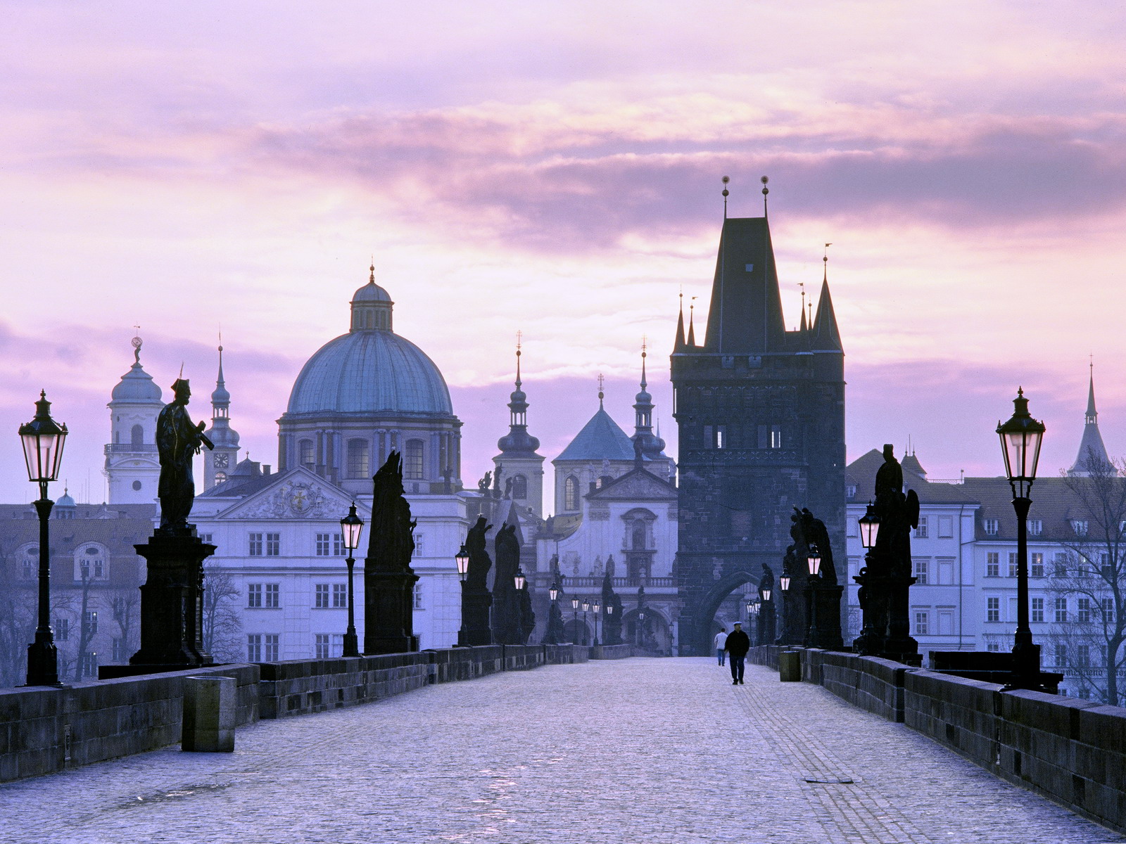 Charles Bridge at dusk Prague Czech Republic