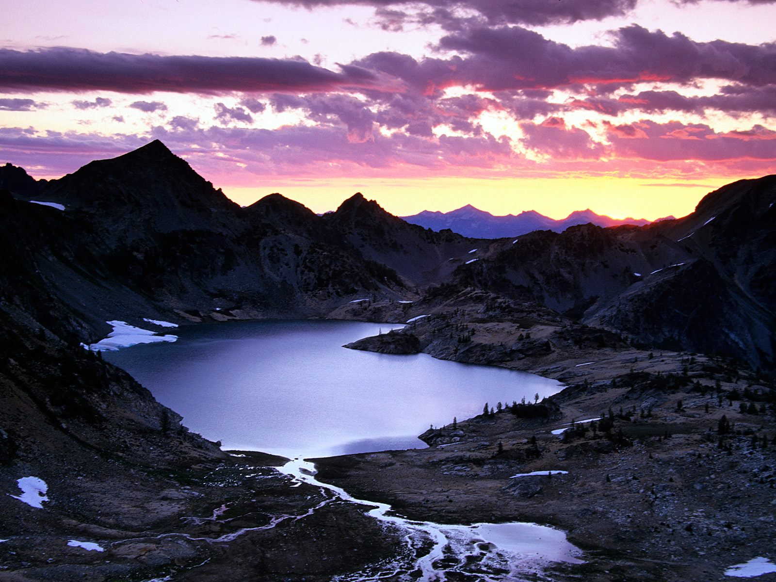 Sunrise Over Upper Ice Lake Basin Glacier Peak Washington