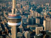 Aerial View of the CN Tower Toronto Canada