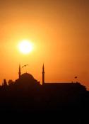 Orange sunset at Istanbul with mosque